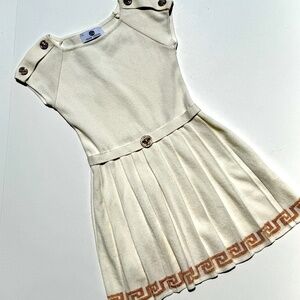Authentic Young Versace Girls’ White Button Medusa Cap Sleeve Dress 7A